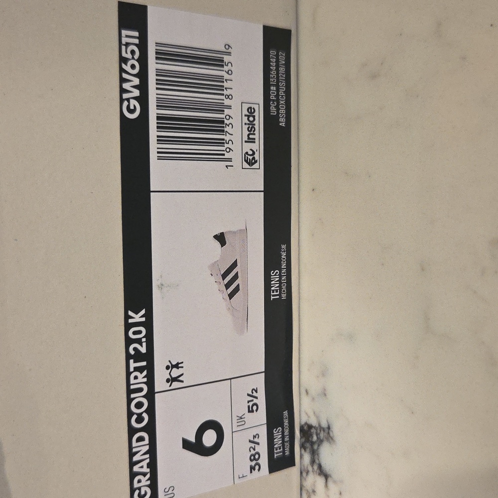 Adidas Grand Court 2.0 K White Sneakers with Black Stripes Please Amke An Offer